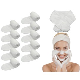10-Pack White Spa Headbands for Facials | Professional Microfiber Facial Headbands for Skincare, Salons & Clients | Reusable & Adjustable