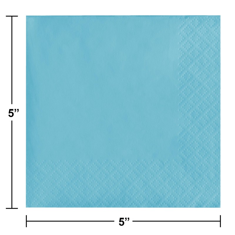 50-Count Touch of Color 3-Ply Paper Beverage Napkins, Pastel Blue