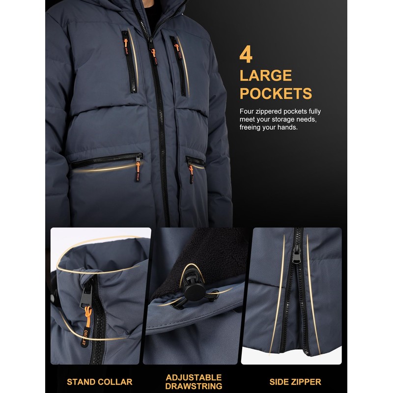 Orolay Men's Thickened Down Jacket Hooded Winter Coats with 6