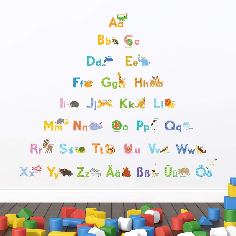DECOWALL DS-1808DE ABC German alphabet wall sticker for children, letters