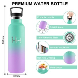Thermos Flask, Water Bottle, 1 Litre, BPA-Free, Water Bottle with Straw, 24 Hours Cold & 12 Hours Warm, Leak-Proof, Adult Water Bottle for Travel, Hiking, Camping, Fitness