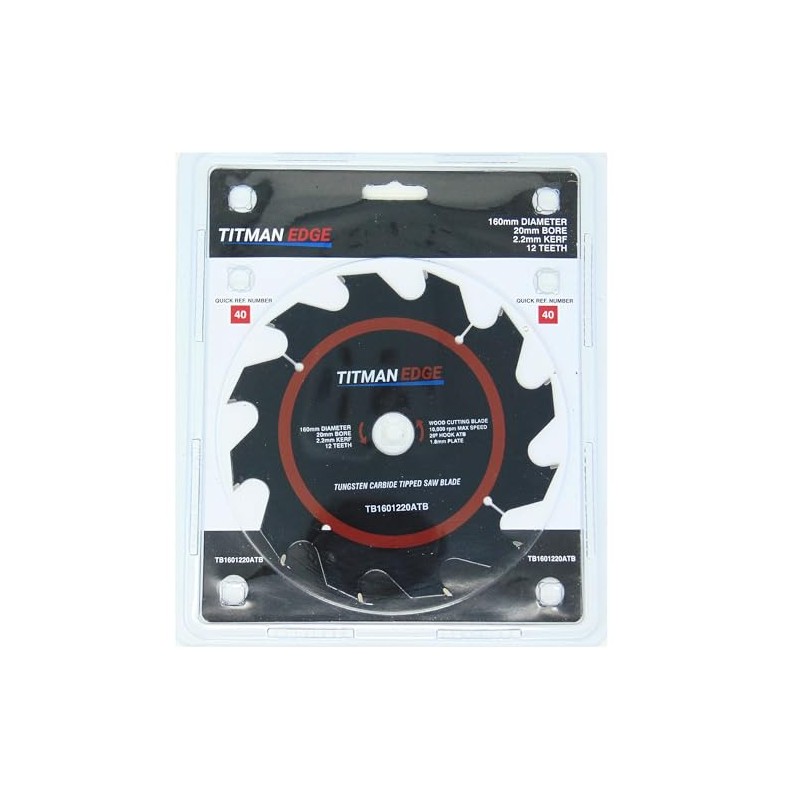 160mm Diameter TCT Saw Blade, 12 tooth & 20mm Bore