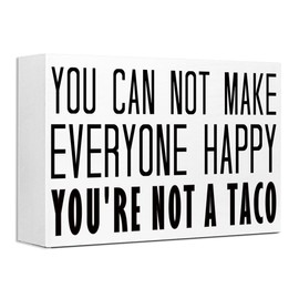 You're Not A Taco Sign Wood Box,Funny Inspirational Quote Wooden Block Sign for Home Office Tabletop Shelf Decor 10'' L x 6'' H,Motivational Desk Decor Accessories for Women