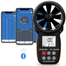 BTMETER Anemometer Digital Wind Speed Meter Temp Gauge 5860ft/min Data Record with Case