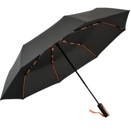iX-brella Big Fibreglass Pocket Umbrella 104 cm with Coloured Double Spokes, black / orange, Automatic pocket umbrella