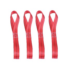 Pack of 4 Double Loops Lashing Loops Tie Down Straps Woven Nylon Strap - 800 kg Working Load, 25 x 400 mm Belt Loops for Motorcycle, ATV, UTV, Bike, Camping, Climbing, Suspension, Red