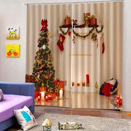 LIOOBO Christmas Curtain Waterproof Curtain Vivid Christmas Tree Curtain Window Curtains for Bedroom Living Room Balcony Christmas Party