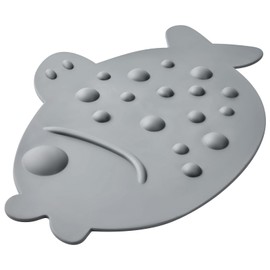 ZHICHENG Non-Slip Bathtub Mat for Kids - Soft Baby Cute Fish Shape Shower mat with Strong Suction Cups for Bathroom (Grey)