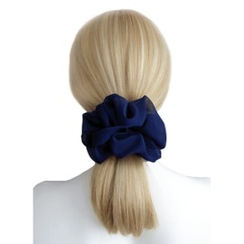 38 Colors Available, Big Scrunchies for Hair, Soft Cheer Chiffon large Ponytail Holder, Cute Birthday Gift for Women Girl Teen, Holiday Accessory…(Midnight Navy Blue)