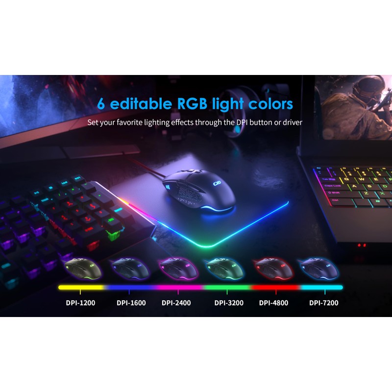 CYD C309 Gaming Mouse 7200 Adjustable DPI 8 Program Buttons