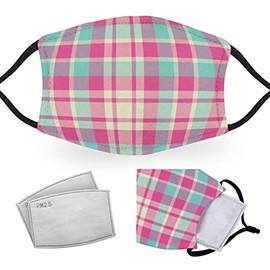 Pink Madras Tartan - Reusable Adult Face Masks - 2 Filters Included