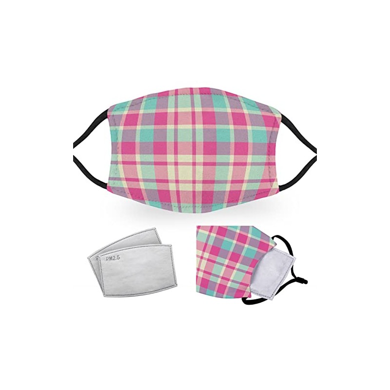 Pink Madras Tartan - Reusable Adult Face Masks - 2