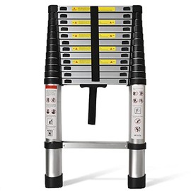 Telescoping Extension Ladder 10.5 FT, Folding Telescopic Aluminum Ladders, Lightweight Collapsible Ladder Step for RV Roof Attic Home, 300 LB Capacity (10.5 FT)