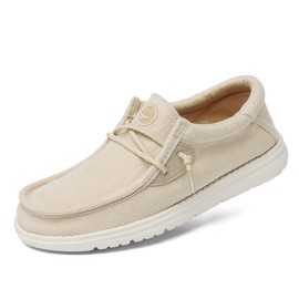 Grand Attack Zapatos de senderismo de lino para mujer, mocasines sin cordones, zapatos de trabajo de lona, zapatos de barco cómodos y ligeros y transpirables, regalos para amigos y mujeres, para ocio diario, caminar, trabajar, compras, citas, conducir, v