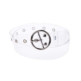 JinYu Heart/Round/Square Grommet Belts for Women Personality All-match Transparent Buckle Belt Wide Waist Decoration 1pack, Silver Round