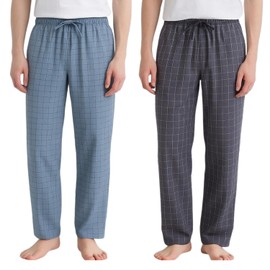 LICWOYAR Men's Pajama Pants Lightweight Cotton Pjs Bottoms Sleep & Lounge Sleepwear with Pocket 2Pack(BlueGray-XL)
