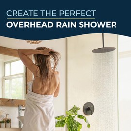 HammerHead Showers Solid Metal 12 Inch Ceiling Mount Shower Arm and Flange with Set Screw, Extra Long Straight Shower Arm for Rain Shower Head, Ceiling-Mounted Rain Shower Arm, Oil Rubbed Bronze