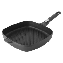 Berghoff Gem Non-Stick Ceramic Coated Grill Pan with Removable Handle, Cast Aluminium, Black, 51.5 x 29 x 10 cm