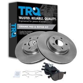 TRQ Front Brake Pad & Rotor Kit Brake Pads Brake Rotor Ceramic Vented Compatible with 2013-2017 Ford C-Max 2013-2019 Escape 2008-2013 Volvo C30 2006-2012 C70 2004-2011 S40 2005-2011 V50