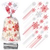 JarThenaAMCS 150Pcs Christmas Cellophane Treat Bags Xmas Snowflake Candy Cookie