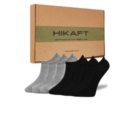 hikaft Sneaker Socks- Cotton Ankle Socks Women and Men- Breathable & Odour-free No Show Multipack Unisex (Pack of 6) (UK, Numeric, 2.5, 5, Regular, Regular, Black-Light Grey)
