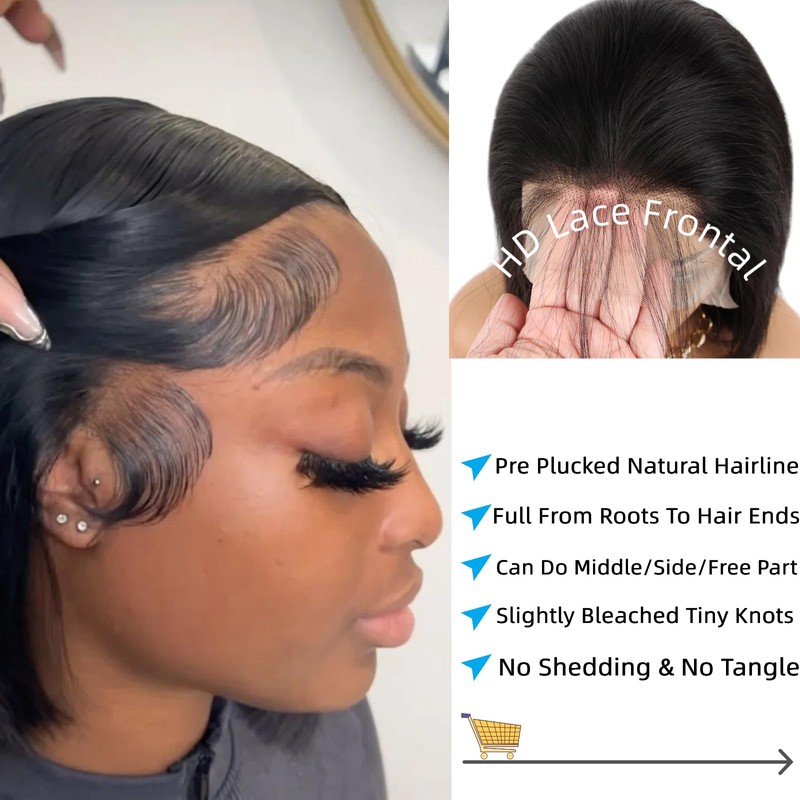 aallinine 13x4 Lace Front Bob Wigs Human Hair HD Lace