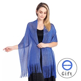 FAIRYGATE Women Scarf Sparkling Shawls and Wraps Silver Shawl Metallic Scarfs for Bridal Bridesmaid Wedding Evening Party Ladies Scarves A0513