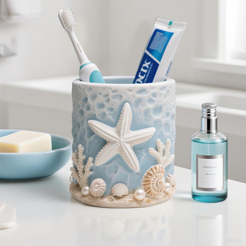 WAIT FLY Resin Starfish Toothbrush Holder, Toothbrush Organizer and Toothpaste