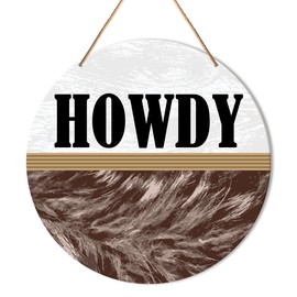 Muktoujaumai Western Front Door Sign, Home Welcome Hanging Signs Wall Decor Farmhouse Decorations for Entryway, Porch, Housewarming Gift for Woman Man Cowboy Cowgirl, Howdy