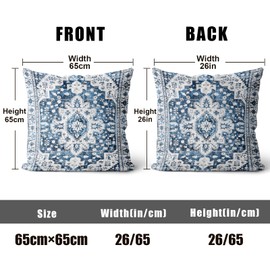 XPHZZL Cushion Covers 65cm x 65cm Set of 2 Soft Decorative Square Throw Pillow Case Boho Pillowcases for Sofa Bedroom Outdoor Home Office Car Decor with Invisible Zipper 26 x 26 Inch- Blue/Multi