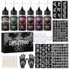 Temporary Tattoo Kit 6 Bottles Color Temporary Tattoo