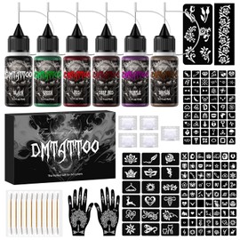 Temporary Tattoo Kit 6 Bottles Color Temporary Tattoo