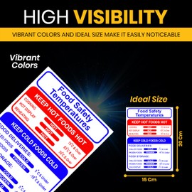 Dam Words 3 x Food Safety Stickers | 20 x 15 cm Premium Vinyl Kitchen Labels | Oil-resistant, Water-proof Kitchen Safety Stickers | Safer Food Better Business Signs