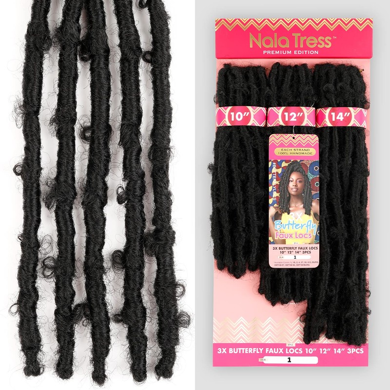Janet Collection Nala Tress 3X BUTTERFLY FAUX LOCS Crochet Braid