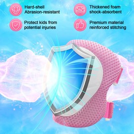 GEQID Kids Knee Pads Elbow Pads Wrist Guards Set ,Protective Gear for 4-6-12 Boys Girls or Boys Roller Skating Scooter Skateboarding Bike Toddler (Pink, Small（3-8years）)