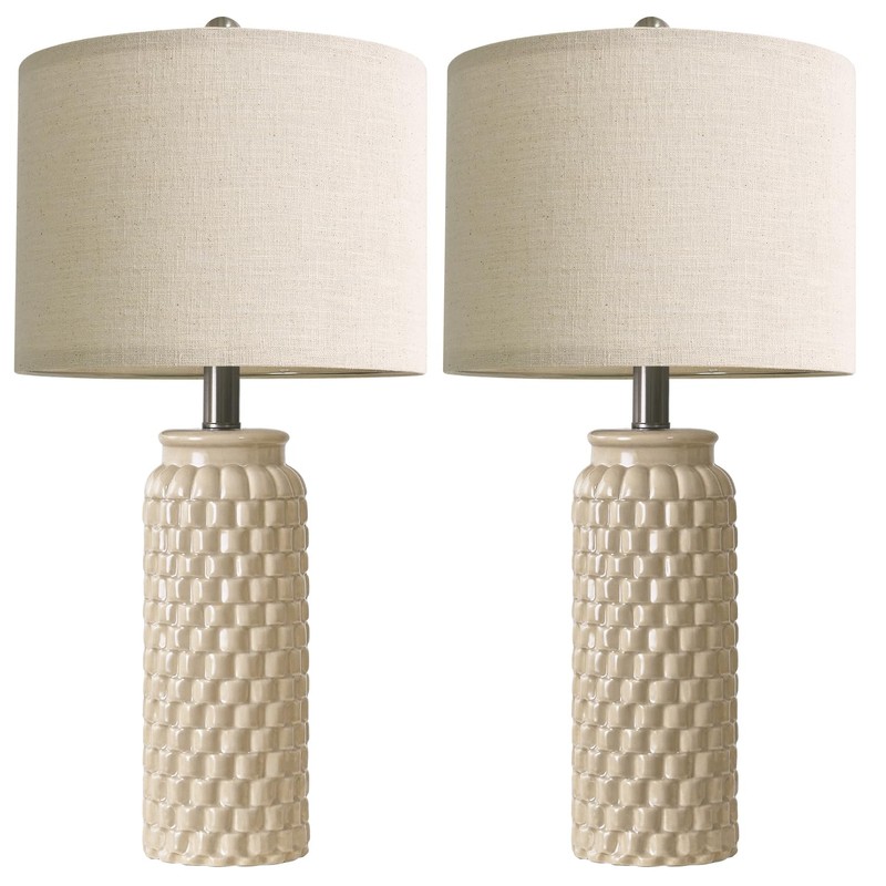 USumkky 24" Modern Ceramic Bedside Lamp Set of 2 for