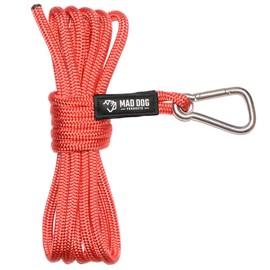 Mad Dog Products Salt Water Launch Line 3/8" x 25' Red Double Braid w/Stainless Steel Clip - Made in USA