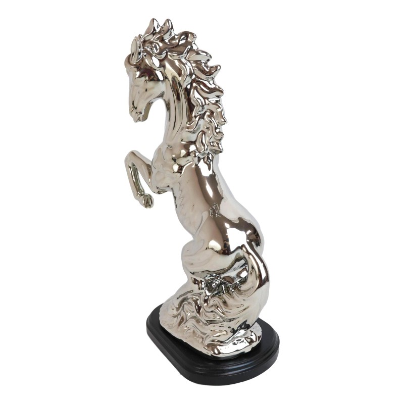 Modern Chic Silver Plated Ceramic Endor Rearing Prancing Equine Horse