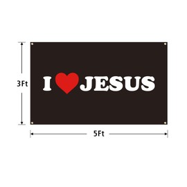 I Love Jesu-s Flag 3x5 Ft Funny Flag with Brass Grommets for Man Cave College Dorm Bedroom Gift Home Decor ﻿