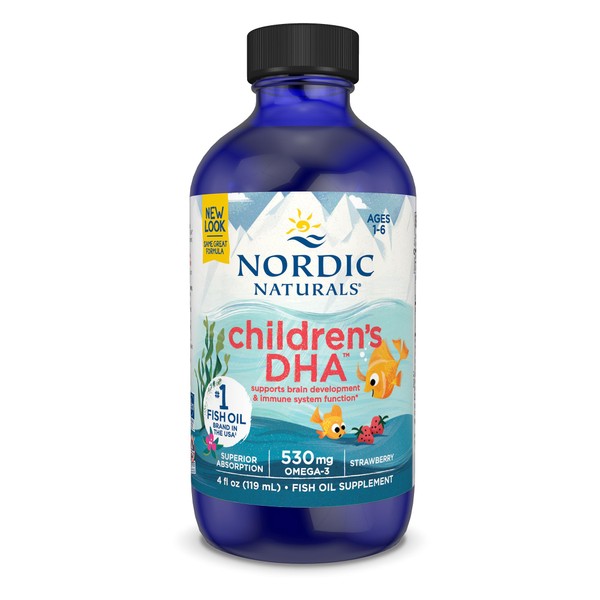 Nordic Naturals Children’s DHA, Strawberry - 4 oz for Kids- 530 mg Omega-3 with EPA & DHA - Brain Development & Function - Non-GMO - 48 Servings