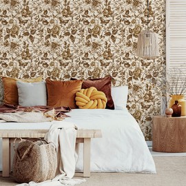 QUCHENG Rose Floral Wallpaper European Vintage Style Wall Decor Butterfly Funiture Refitting Stickers Removable Self Adhesive Sticker Peel Stick Wall Decal Bedroom Livingroon Decoration