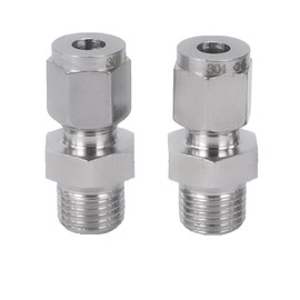 Unifizz 304 Stainless Steel Compression Tube Fittings,Tube OD 10mm, Thread OD 1/4 Inch Straight-Through Quick Connector SSKTPC10-02, Silver 2pcs