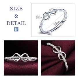 Yumilok Women's Ring Adjustable Anniversary Infinity Cubic Zirconia Partner Rings Finger Ring Midi Ring Trust Ring Silver 925 for Women Girls, Sterling Silver Sterling silver Zirconia
