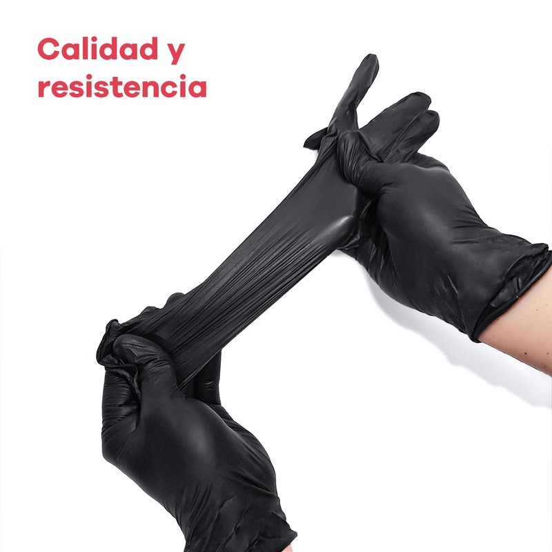 100 Guantes de Nitrilo Negro de Alta Calidad: Sin Látex,