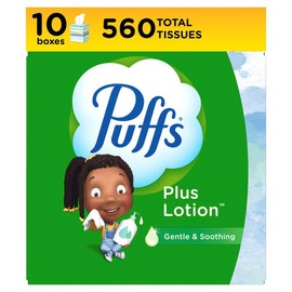 Puffs Puffs Plus Lotion Facial Tissues, 10 Cubes, 56 Tissues Per Box