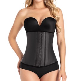 CURVEEZ Colombian Fajas - Waist Trainer Corset Shapewear for Women, Postpartum Belly Band, Tummy Control, Body Shaper Black