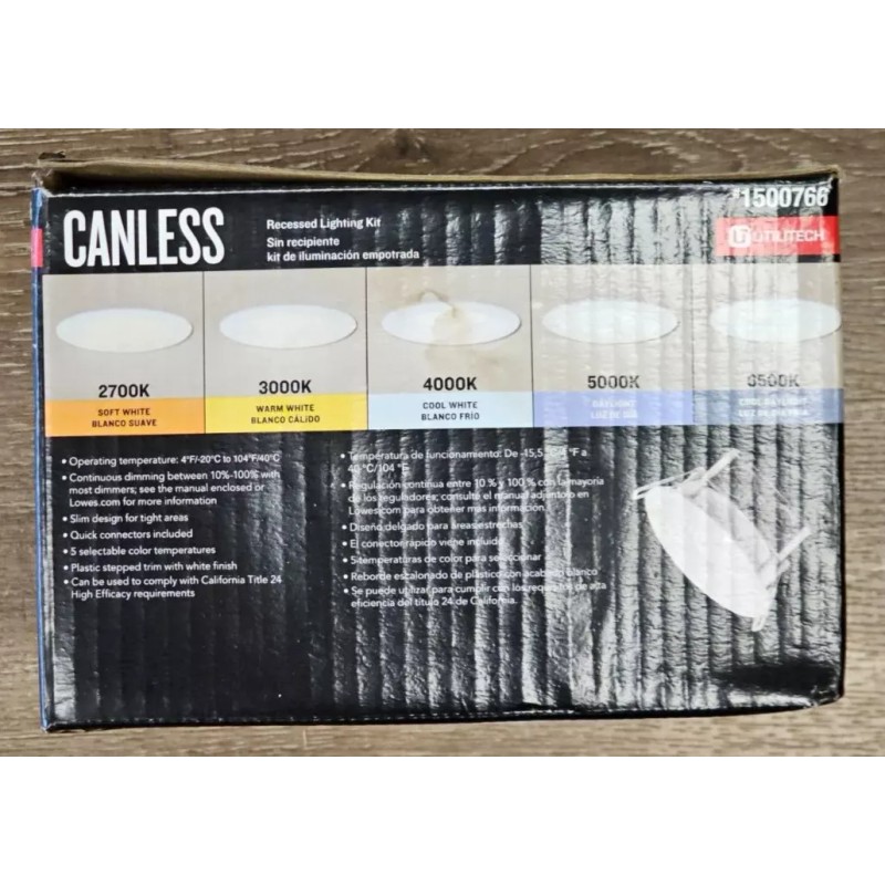 Utilitech Canless (4in) Round 2700k-6500k 580 Lumen Switchable Dimmable (6PK)