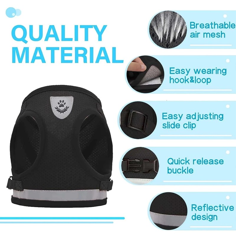 1-Pack Dog Harness- Sturdy Plastic Buckle, Adjustable Breathable Vest -