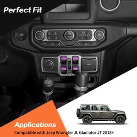JeCar for Jeep Window Switch Button Cover Trim Interior Accessories for Jeep Wrangler JL JLU Gladiator JT 2018-2023 (Purple Aluminum Alloy)