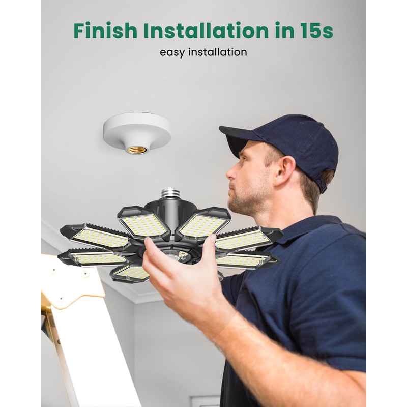 Craftersmark Motion Sensor Garage Light, 300W Motion Sensor Light Indoor,Deformable